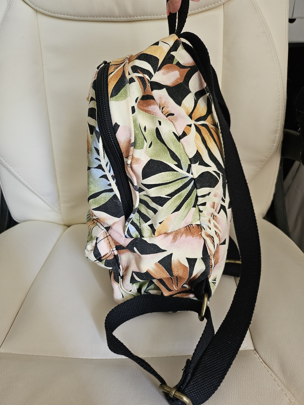 Billabong Mini Backpack in Black with Pink & Green Tropical Print - Picture 4 of 9
